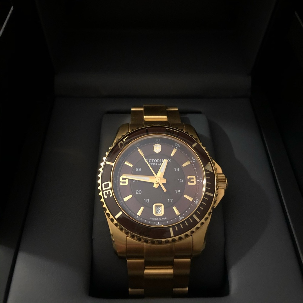 Victorinox Swiss Army Maverick Brown Dial Gold PVD